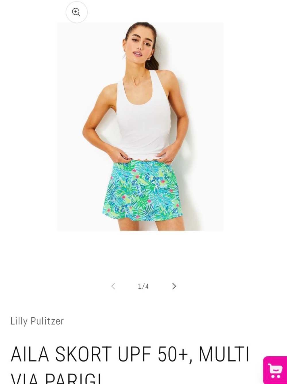 Lilly Pulitzer Luxletic AILA SKORT UPF 50+, MULTI VIA PARIGI NWT Size Small